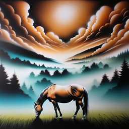 a horse, airbrush painting, stencil art generated by DALL·E 2